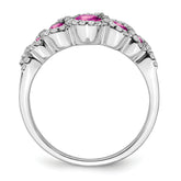 14k White Gold Created Pink Sapphire and Diamond Ring